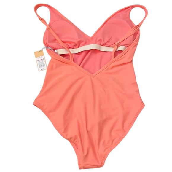 KONA SOL V-Neck High Leg One Piece Swimsuit Orange/Peach Size Large 12/14 - Picture 5 of 7